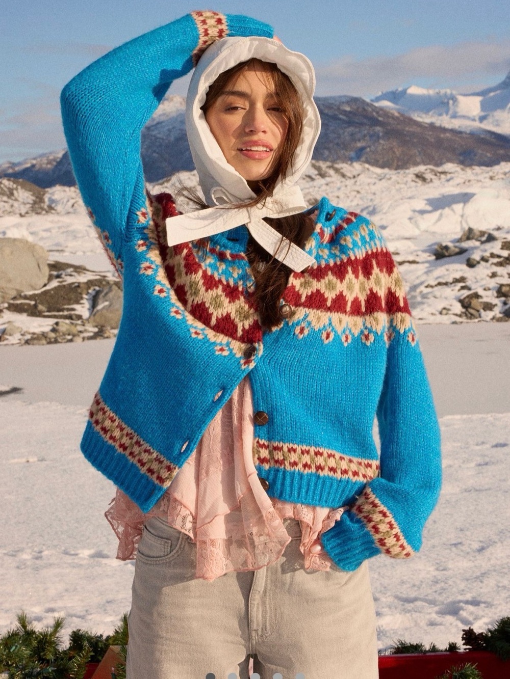 BDG Blue Fair Isle Patterned Women's Cardigan